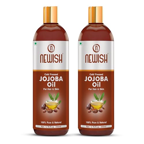 Newish Cold Pressed Jojoba Oil for Hair Growth, Skin & Face | 100% Pure Jojoba Oil, Virgin & Unrefined with Vitamin E | Lightweight & Natural Body Massage Oil for Men & Women - 200ml (Pack Of 2) - Image 1