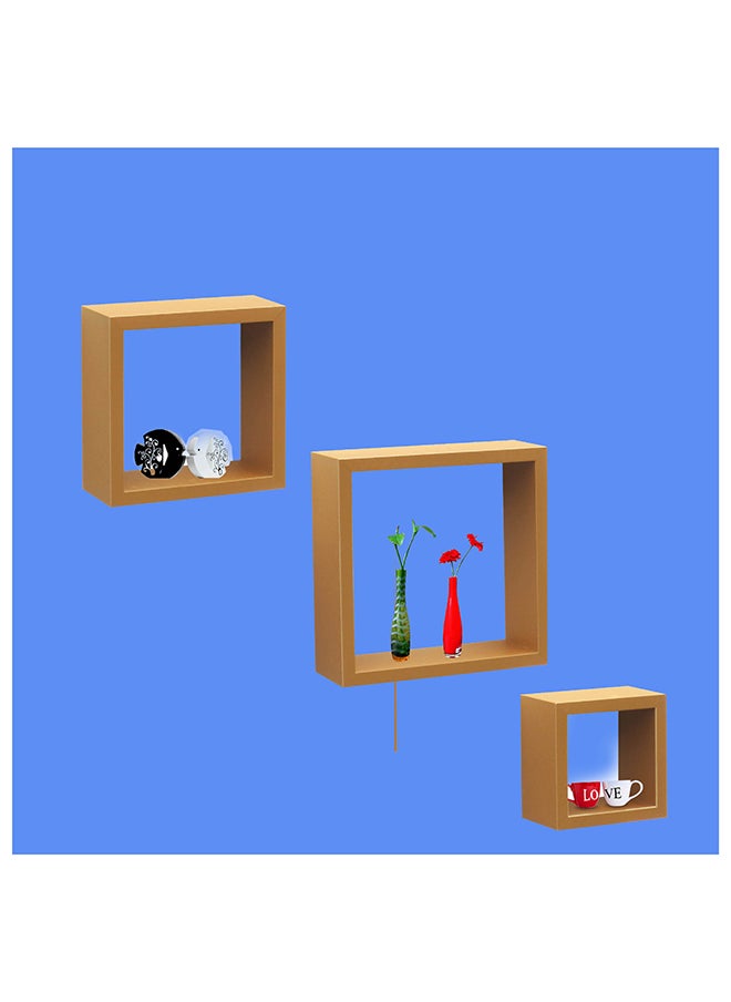 Feelings FLOATING WALL SHELVES CUBE 3PCS SET GOLDEN SIZE: 30x9.8x30cm/25x9.8x25cm/20x9.8x20cm  - Image 1