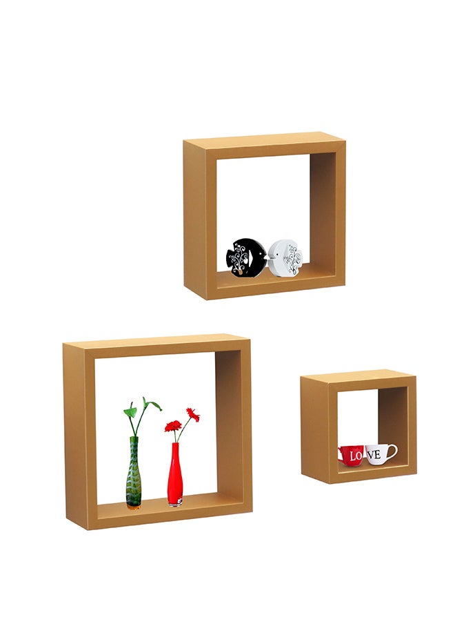 Feelings FLOATING WALL SHELVES CUBE 3PCS SET GOLDEN SIZE: 30x9.8x30cm/25x9.8x25cm/20x9.8x20cm  - Image 2