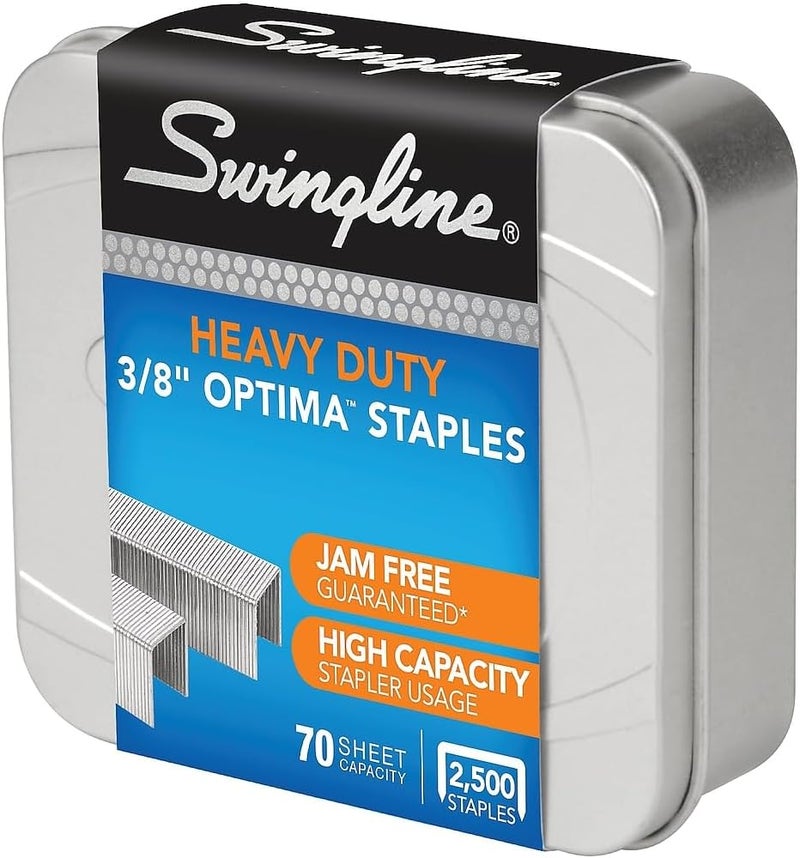 Swing Line Staples, Premium High Capacity for Desktop Staplers, 3/8" Length, 125/Strip, 2500/Box, Jam Free, Optima (35550) - Image 1