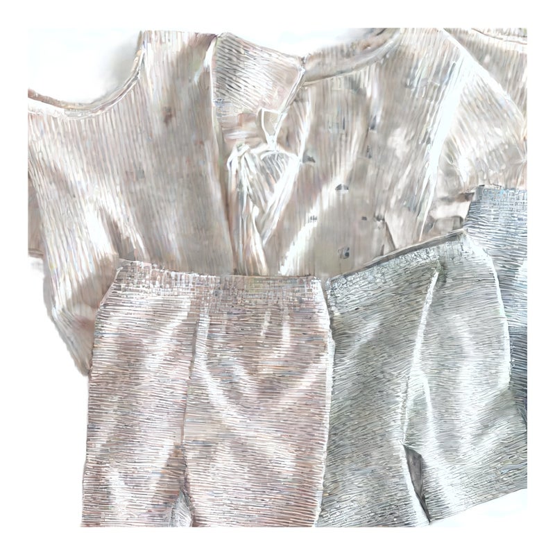 Kids Pajama Set Short Sleeve T-Shirt with Striped Shorts Summer Homewear - Image 1
