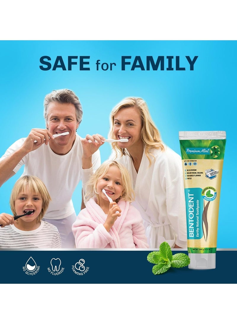 BENTODENT Natural Toothpaste Premium Mint flavor 100g, Pack of 2, Fluoride Free, Foam Free & SLS Free - Image 5