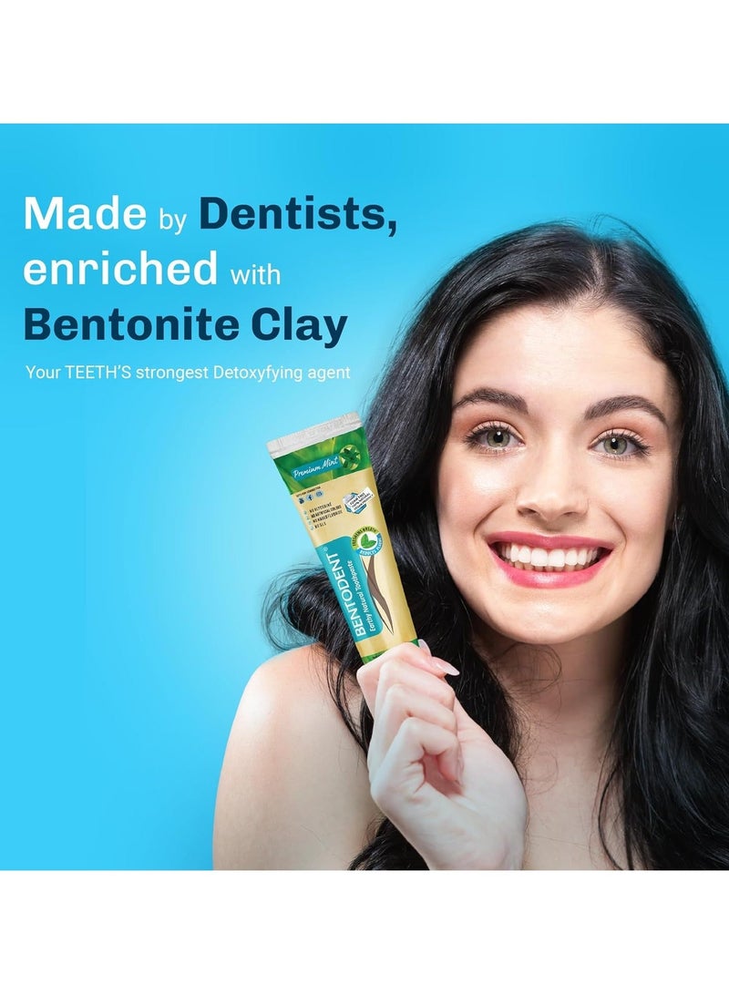 BENTODENT Natural Toothpaste Premium Mint flavor 100g, Pack of 2, Fluoride Free, Foam Free & SLS Free - Image 3