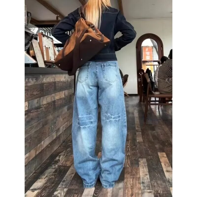 Unisex Classic Denim Jeans Loose Fit Daily Outdoor Wear - Image 1