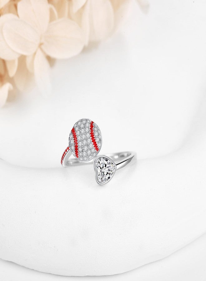YFN 925 Sterling Silver Baseball Heart Rings Jewelry Gifts For Women (8) - Image 3