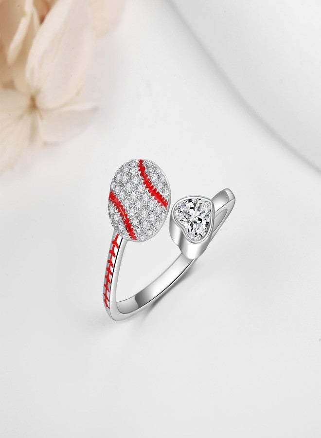 YFN 925 Sterling Silver Baseball Heart Rings Jewelry Gifts For Women (8) - Image 4