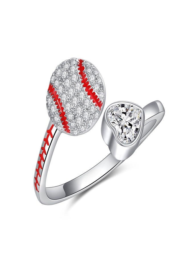 YFN 925 Sterling Silver Baseball Heart Rings Jewelry Gifts For Women (8) - Image 1