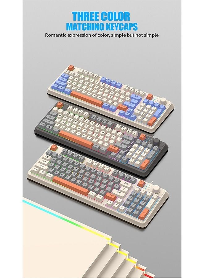 XUNFOX 94-Key Wired Gaming Keyboard - Membrane Keyboard - Gaming Keyboard - Office Keyboard - Built-in Volume Adjustment Knob - Computer Keyboard - Waterproof RGB Color Suitable for PC/Ps4/Xbox Gamers - Image 4