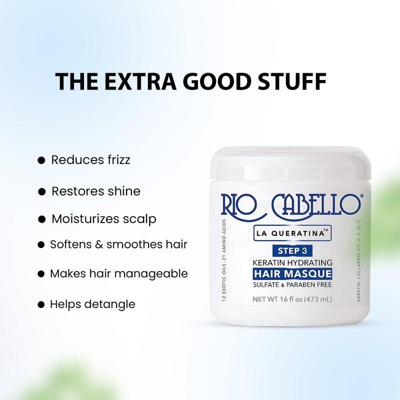 Rio Cabello Keratin Hydrating Hair Mask with 12 Exotic Oils and Natural Ingredients for Dry or Damaged Hair 16 oz - Image 5