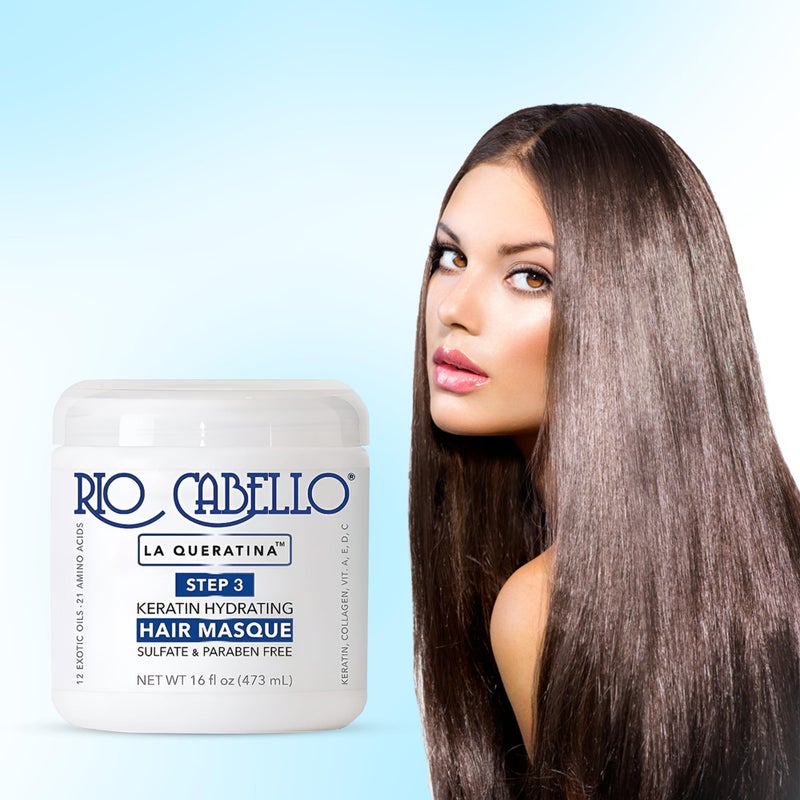 Rio Cabello Keratin Hydrating Hair Mask with 12 Exotic Oils and Natural Ingredients for Dry or Damaged Hair 16 oz - Image 3