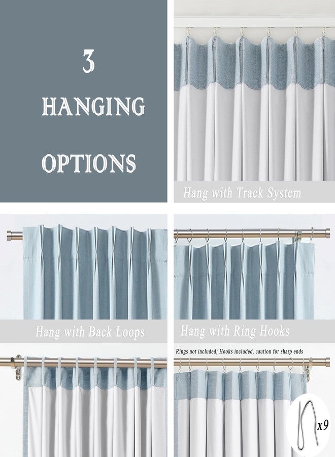 Central Park Pinch Pleated Blackout Curtain Panels with Full Blackout Liner Linen Texture Window Treatment Sets with Back Tab for Living Room Bedroom Thermal Insulated Drape with 9 Hooks, 40"x95"x2, Dusty Blue - Image 5