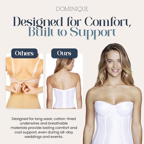 Dominique Women’s Backless Strapless Juliette Satin Longline Bustier Bridal Bra #8950 – Full Support- Lingerie for women - Image 5