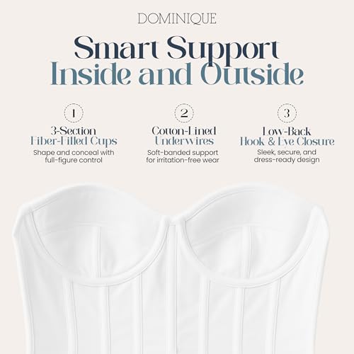 Dominique Women’s Backless Strapless Juliette Satin Longline Bustier Bridal Bra #8950 – Full Support- Lingerie for women - Image 2