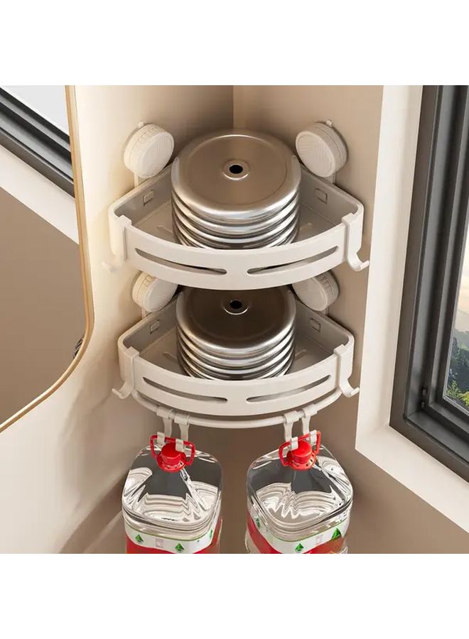 White Suction Cup Triangle Bathroom Shelf No Drilling Heavy Duty Organizer - Image 5