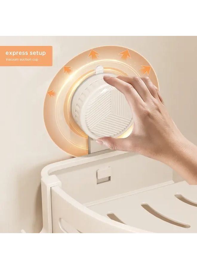 White Suction Cup Triangle Bathroom Shelf No Drilling Heavy Duty Organizer - Image 3