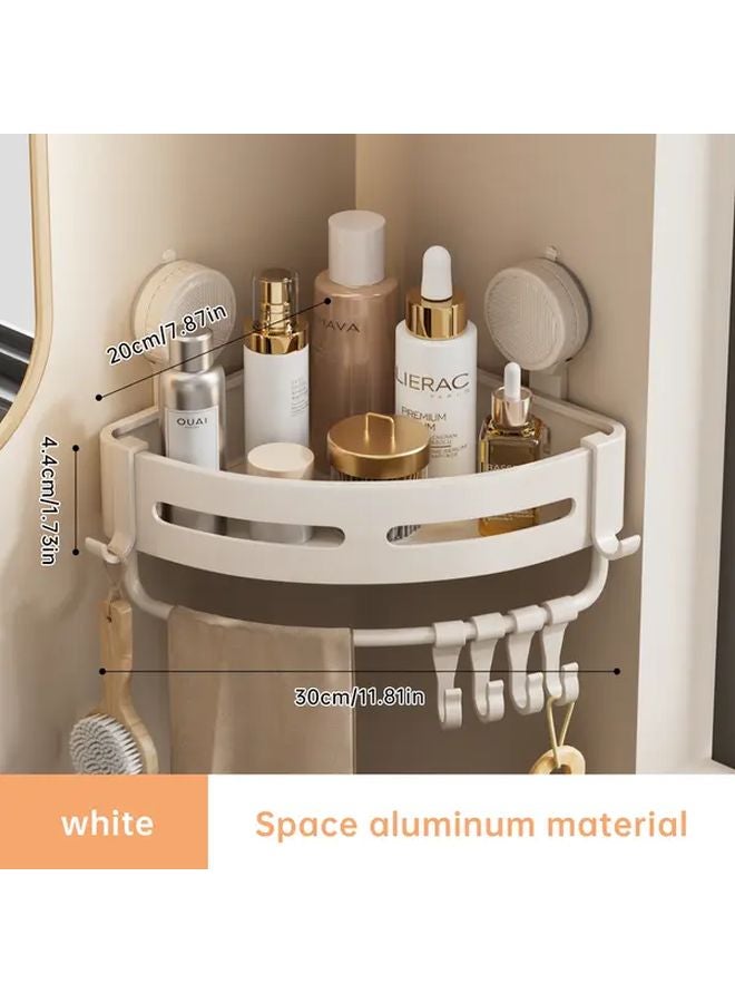 White Suction Cup Triangle Bathroom Shelf No Drilling Heavy Duty Organizer - Image 4