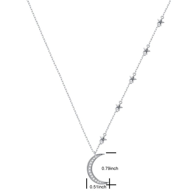 Ladytree 925 Sterling Silver Crescent Moon and Star Celestial Jewelry CZ White Shell Beads Mother of Pearl Pendant Necklace Rolo Chain 18 inches to 20 inches - Image 5
