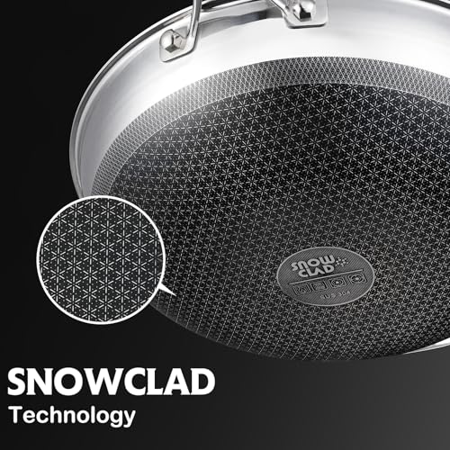 SNOWCLAD Wok, 13 Inch Hybrid Woks & Stir-fry Pans Nonstick with Double Handles, Non Toxic Stainless Steel Wok Pan with Lid, Dishwasher Induction Oven Broiler Safe - Image 5