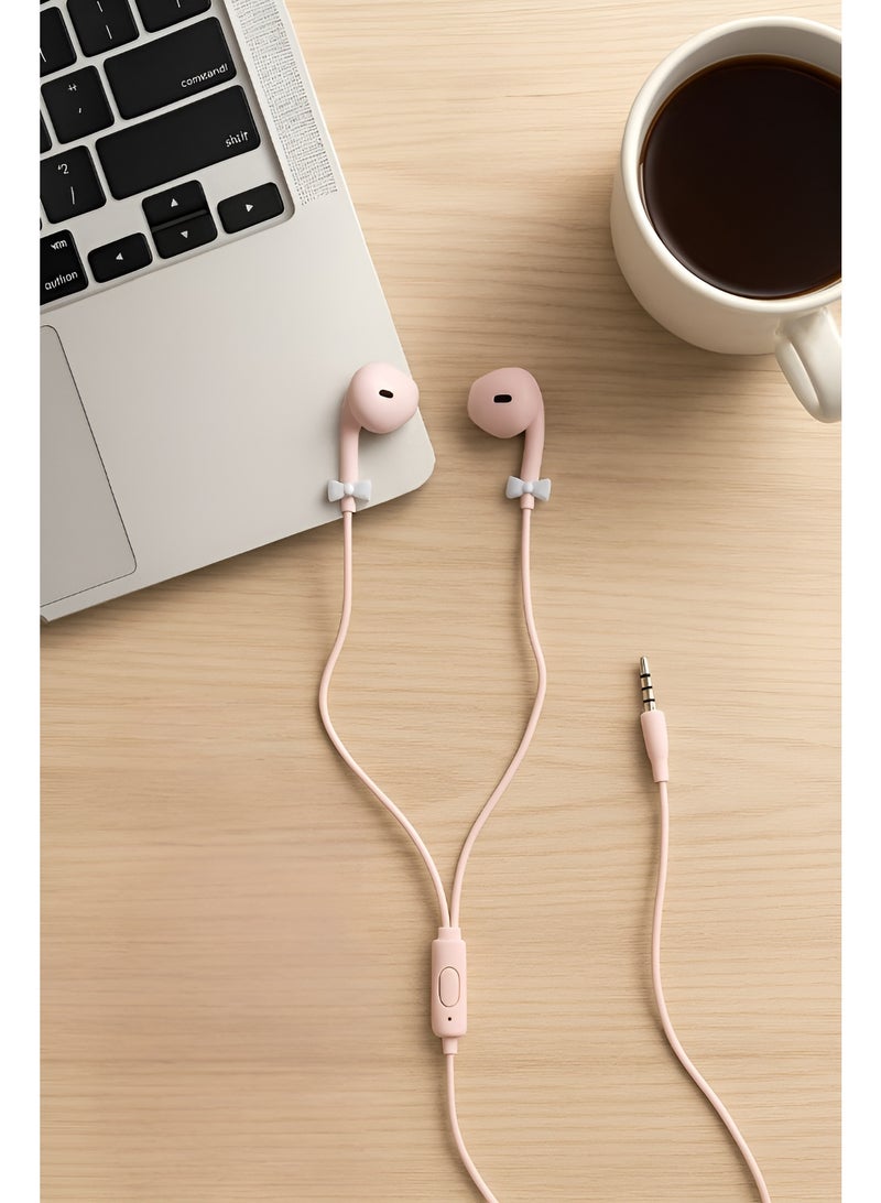 E-240 wired hands-free headset with a modern design, microphone, and control button – cable length 1.2m - Image 3