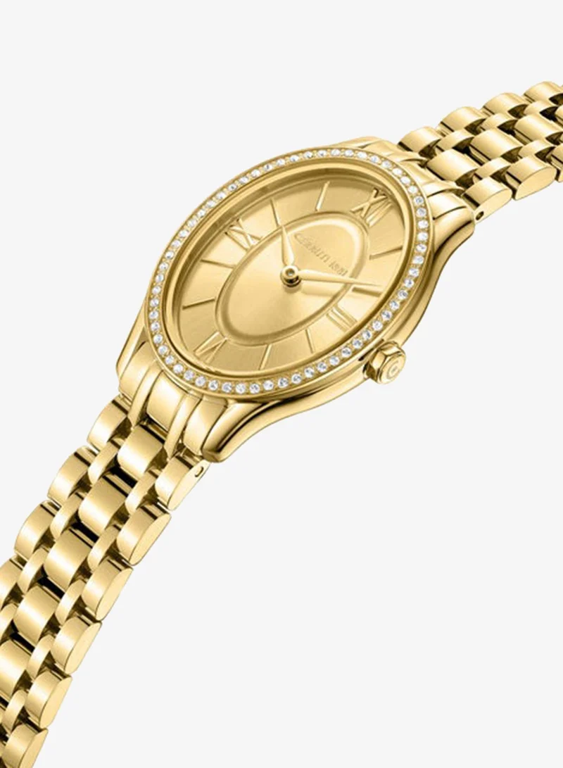شيروتي 1881 Brescia Gold Dial Stainless Steel Bracelet Analog Watch for Women, 26.5mm