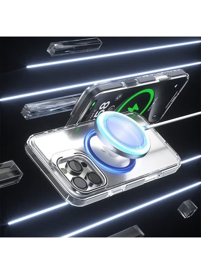 Clear MagSafe Case For iPhone 16 Pro Max, Shockproof Anti-Yellow Phone Cover With Camera Ring Stand Full Protection - Image 4