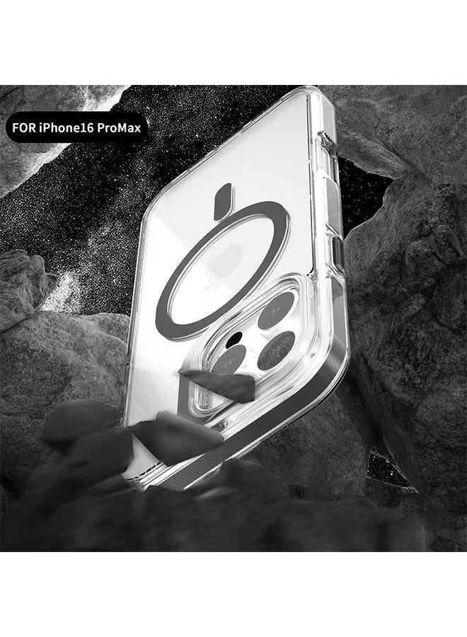 Clear MagSafe Case For iPhone 16 Pro Max, Shockproof Anti-Yellow Phone Cover With Camera Ring Stand Full Protection - Image 2
