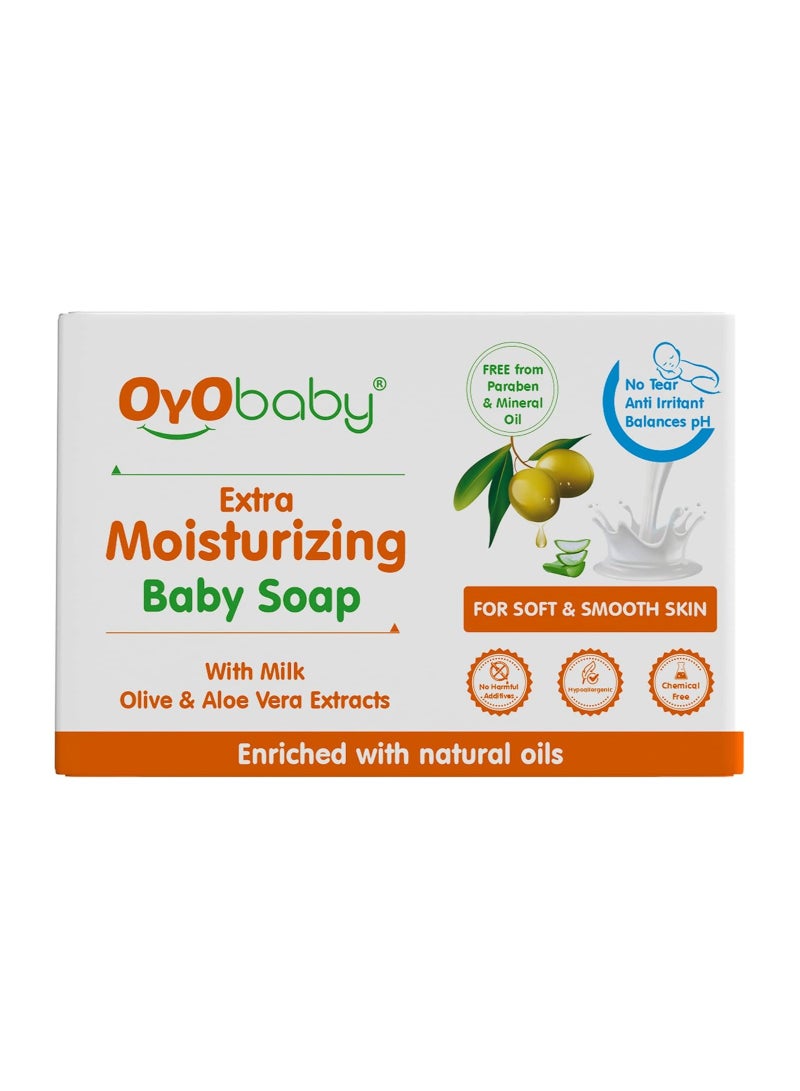 أيو بيبي قالب صابون استحمام للأطفال حديثي الولادة من أويو بيبي مرطب للغاية مع الحليب والزيتون والصبار  لوح أطفال صديق للبشرة 75 جم - Image 1