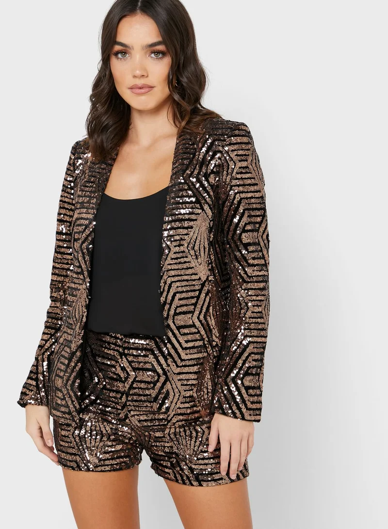 Reserved Open Front Sequined Blazer