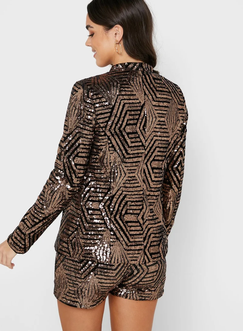 Reserved Open Front Sequined Blazer