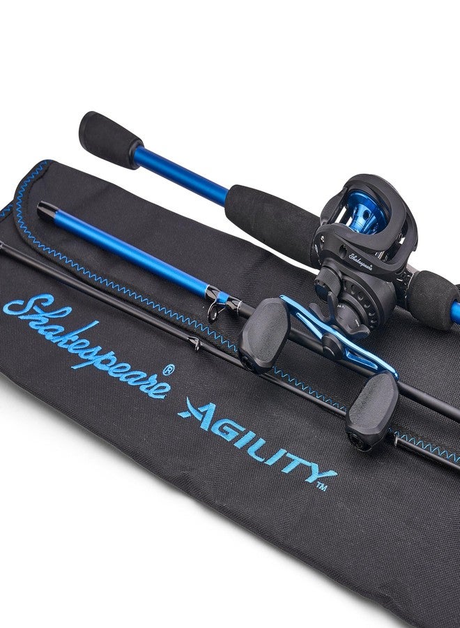 Shakespeare 6'6" Agility Fishing Rod and Reel Baitcast Combo, Right Handle Position, 90mm Handle with Large Knobs for Extreme Torque, Multi-Disk Drag System - Image 1