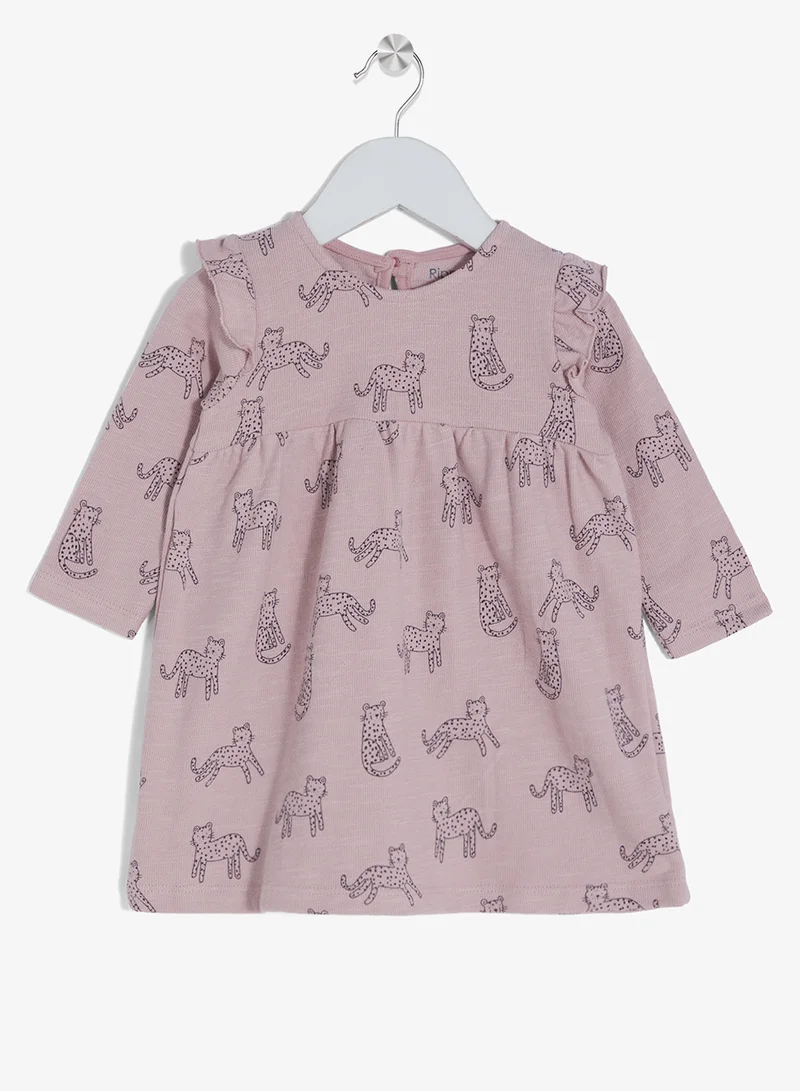 ريبلز مع نمشي طقم بناتي قطعتين بلوزة بأكمام طويلة وسروال