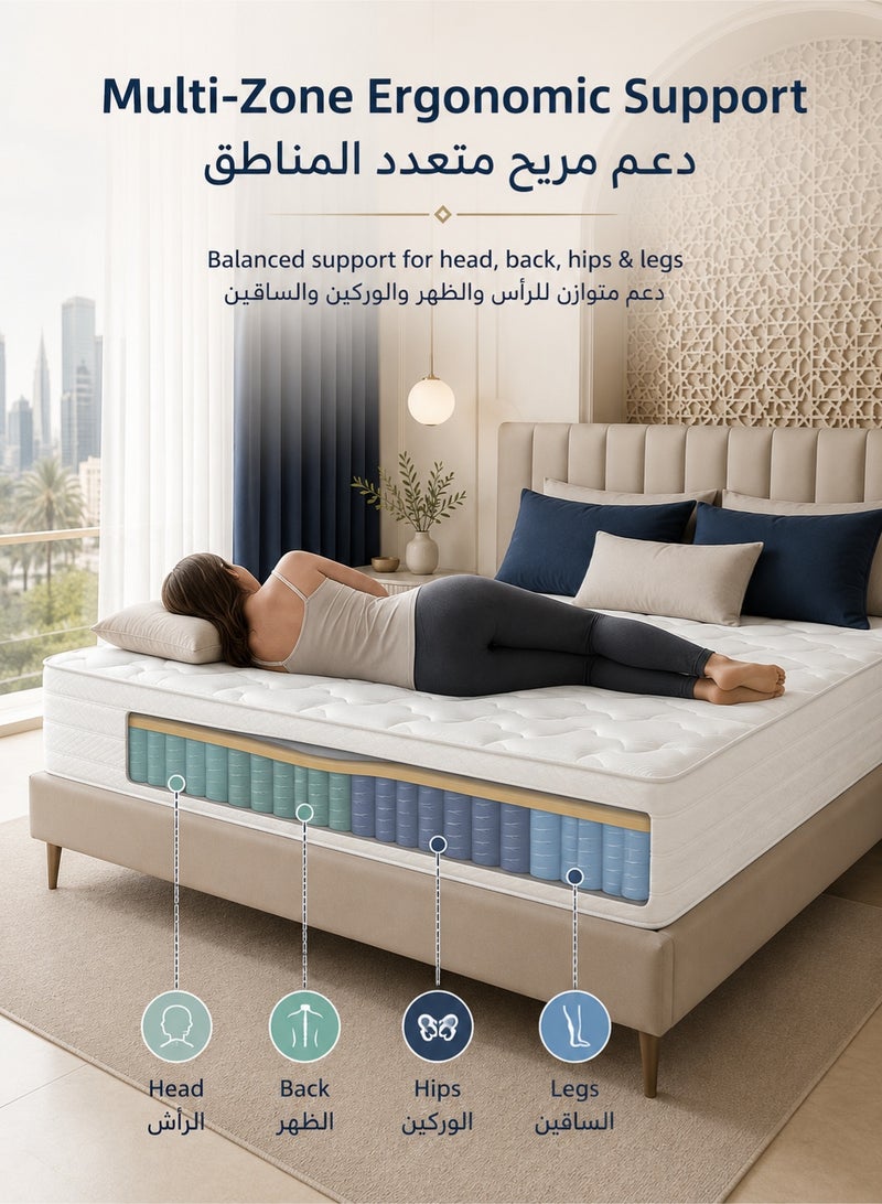 Denzoz 30CM Hybrid Mattress 180 × 200CM, Medium Firm Foam and Pocket Spring Mattress, Breathable Support, Pressure Relief and Motion Isolation, Roll-Packed Mattress for Bedroom - Image 3