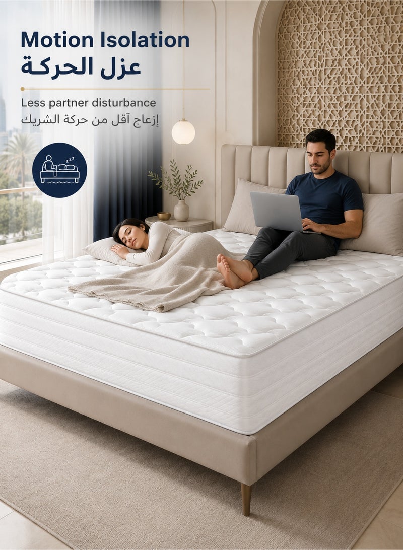 Denzoz 30CM Hybrid Mattress 180 × 200CM, Medium Firm Foam and Pocket Spring Mattress, Breathable Support, Pressure Relief and Motion Isolation, Roll-Packed Mattress for Bedroom - Image 4