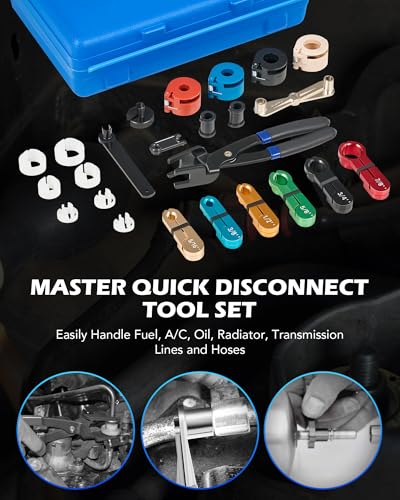 Orion Motor Tech 26pc Master Quick Disconnect Tool Kit, Fuel Line Disconnect Tool Set with Fuel and AC Disconnect Pliers, Fuel Line Removal Tool Set for AC Fuel & Transmission Systems, Blue - Image 2