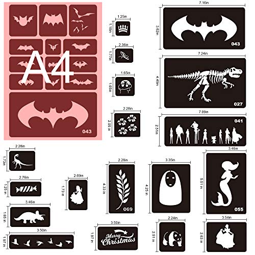 Konsait 262pcs Temporary Tattoos Stencils for Kids, Reusable Face and Body Paint Stencils Kit, Girl Boy Glitter Tattoos Stencils for Kids School Show Birthdays Halloween Christmas Party Favor Supplies - Image 2