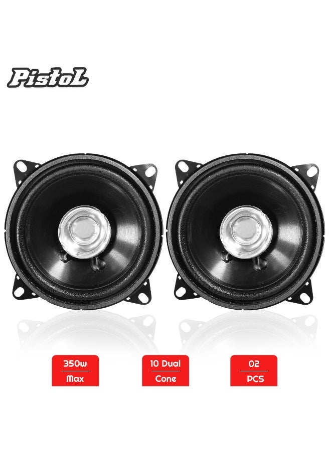 Pistol PL350D 4 Inch Dual Cone Car Speaker 350W Max 4 Ohm Coaxial Audio Speaker Set 2 PCS High Power Car Door Speaker Clear Sound Universal Fit - Image 1