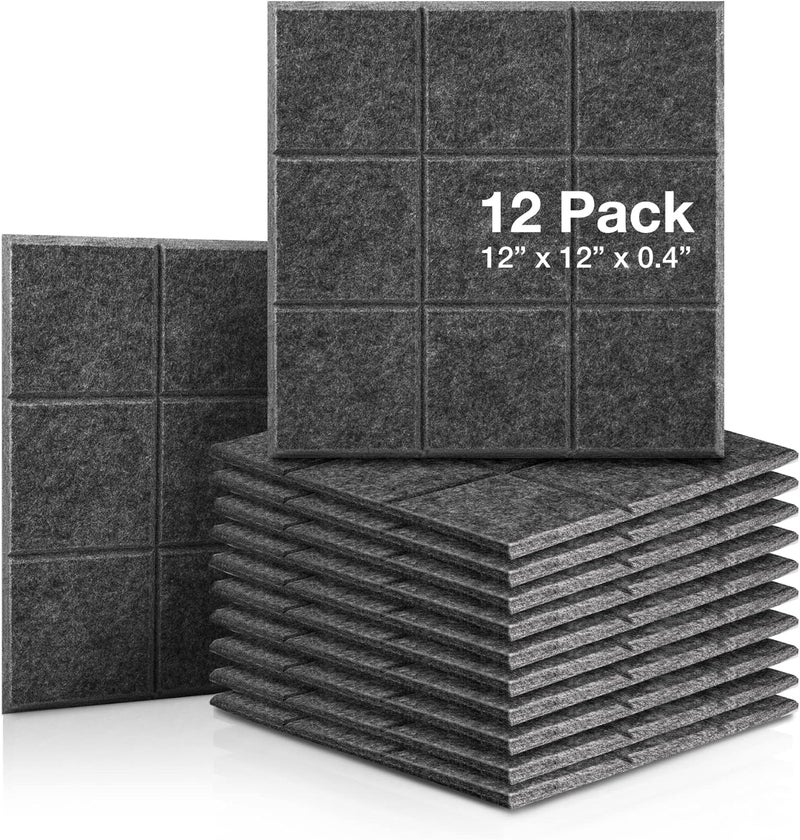 Fstop Labs Acoustic Foam Panels 0.4" X 12" X 12" Acoustic Panels Sound Panels Soundproofing Insulation Bevled Edge Tiles, Acoustic Treatment Used in Home & Offices, 9 Blocks Square - Image 1