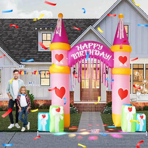 InfleasJoiy 10FT Inflatable Birthday Arch Birthday Decoration with Built-in LED Lights for Indoor and Outdoor Yard Lawn Decoration - Image 4
