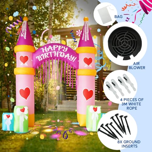 InfleasJoiy 10FT Inflatable Birthday Arch Birthday Decoration with Built-in LED Lights for Indoor and Outdoor Yard Lawn Decoration - Image 5