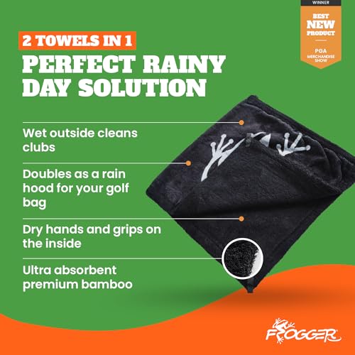 Frogger Extra Large Amphibian 2-in-1 Towel, Golf Bag Rain Hood, Cover Equipment When Raining, Clean with Wet Exterior, Dry with Interior - Image 2