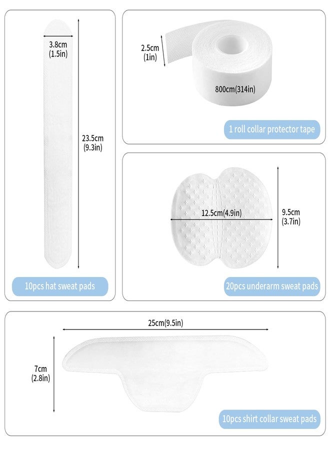 CNYMANY Sweat Pads Protector, CNYMANY 40pcs Disposable Sweat Protectors with 1 Roll/314in Collar Protectors, Self-Adhesive Hat Shirt Collar Armpit Sweat Protector Invisible Liner Patch for Women Men - Image 2