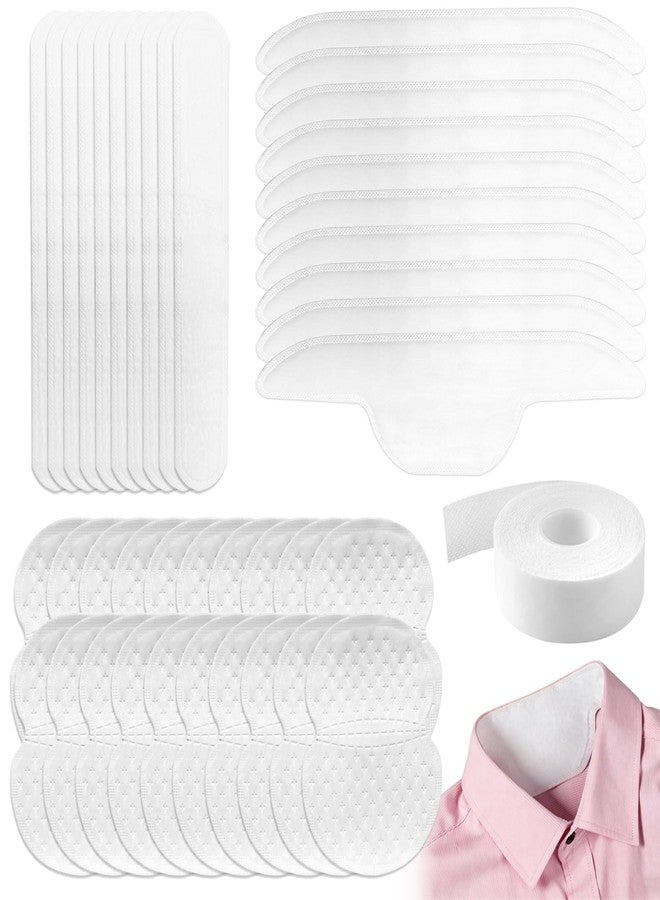 CNYMANY Sweat Pads Protector, CNYMANY 40pcs Disposable Sweat Protectors with 1 Roll/314in Collar Protectors, Self-Adhesive Hat Shirt Collar Armpit Sweat Protector Invisible Liner Patch for Women Men - Image 1