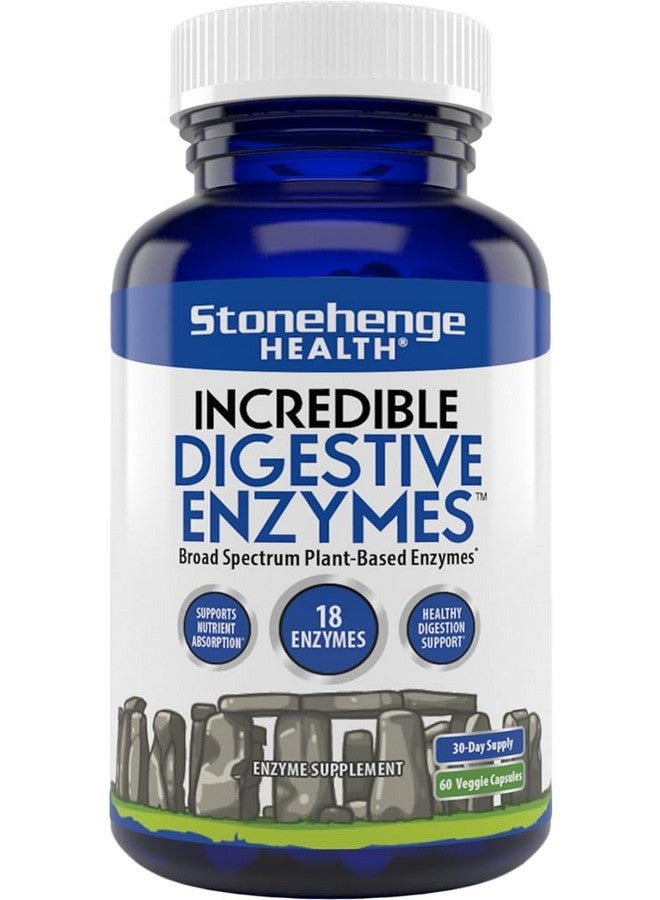 Stonehenge Health Stonehenge Health Incredible Digestive Enzymes - 18 Plant-Based Enzymes - Lipase, Lactase, Protease, Amylase, Bromelain for Gas, Bloating, Fatigue (1) - Image 1