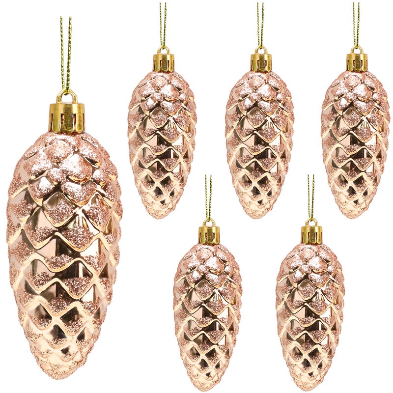 Christmas Concepts Pack of 690mm Pine Cone Baubles  Shiny and Glitter Decorated  Luxury Christmas Decorations Rose Gold