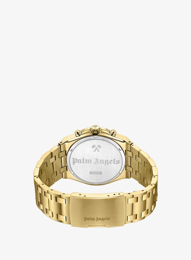 Palm Angels Imperium Green Dial Gold Stainless Steel Bracelet Dual Time Watch for Men, 43mm - Image 3