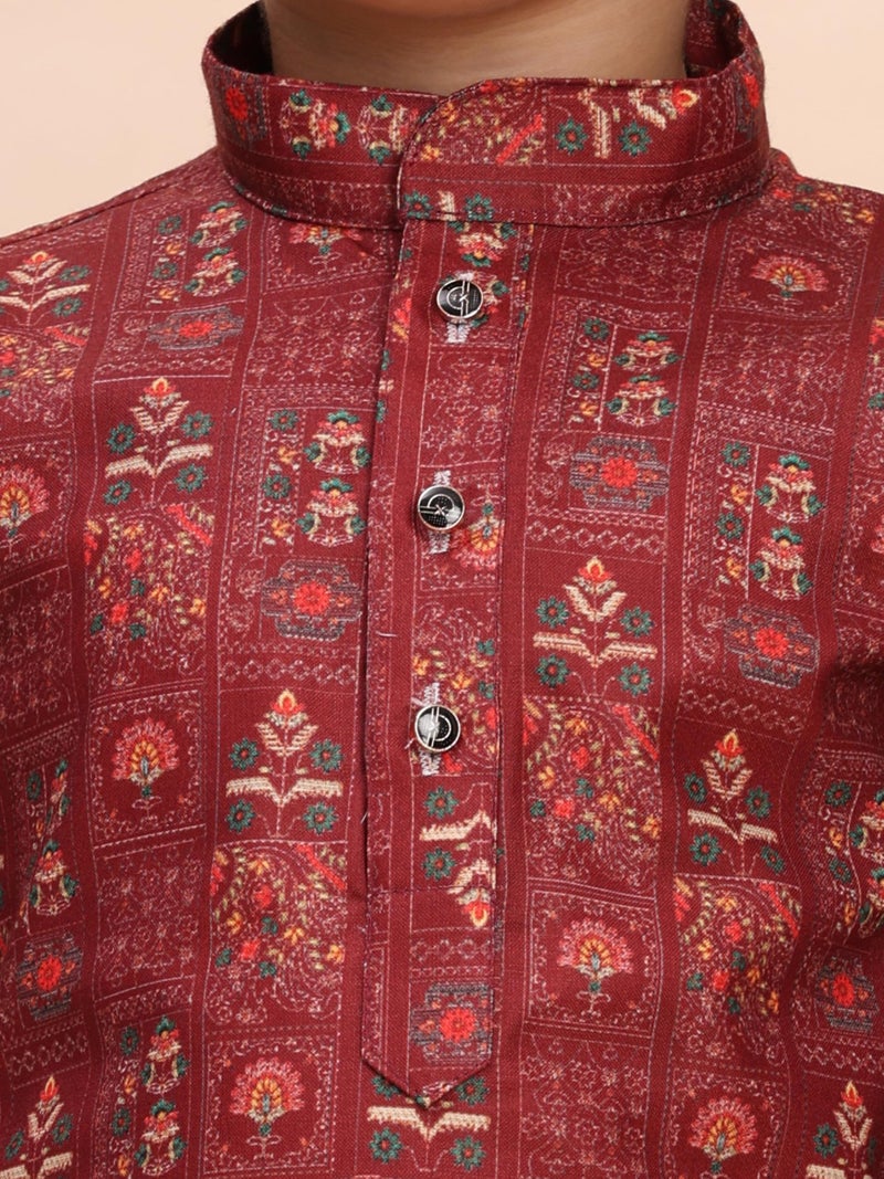 Pro-Ethic Style Developer Boys Heavy Cotton Printed Kurta and Pajama Set For Kid's Ethnic Wear (S-280), 3-4 years, Maroon - Image 5