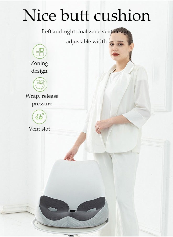DUNISO Seat cushion, slow rebound memory cotton pad, U shaped seat cushion, adjustable width, with breathable holes, shock absorption and pressure reduction, 48 * 39 * 14cm  - Image 2