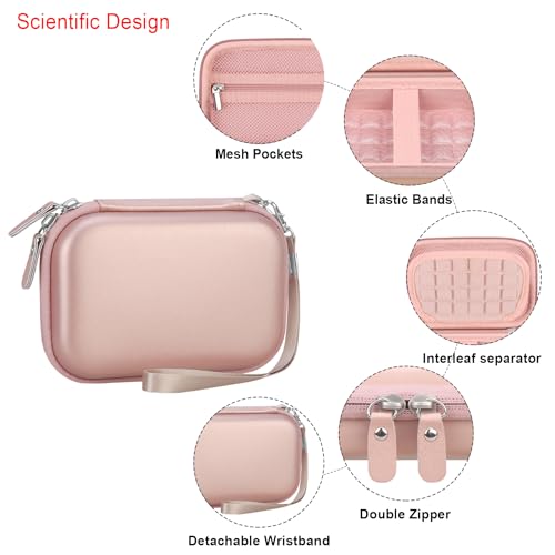 Elonbo Carrying Case for Canon Ivy 2/ Canon Ivy Mini Photo Printer, Portable Instant Smartphone Color Print Digital Camera Hard Travel Bag, Wireless Mobile Picture Printer Storage Holder, Rose Gold+ - Image 4