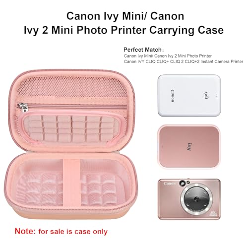 Elonbo Carrying Case for Canon Ivy 2/ Canon Ivy Mini Photo Printer, Portable Instant Smartphone Color Print Digital Camera Hard Travel Bag, Wireless Mobile Picture Printer Storage Holder, Rose Gold+ - Image 2