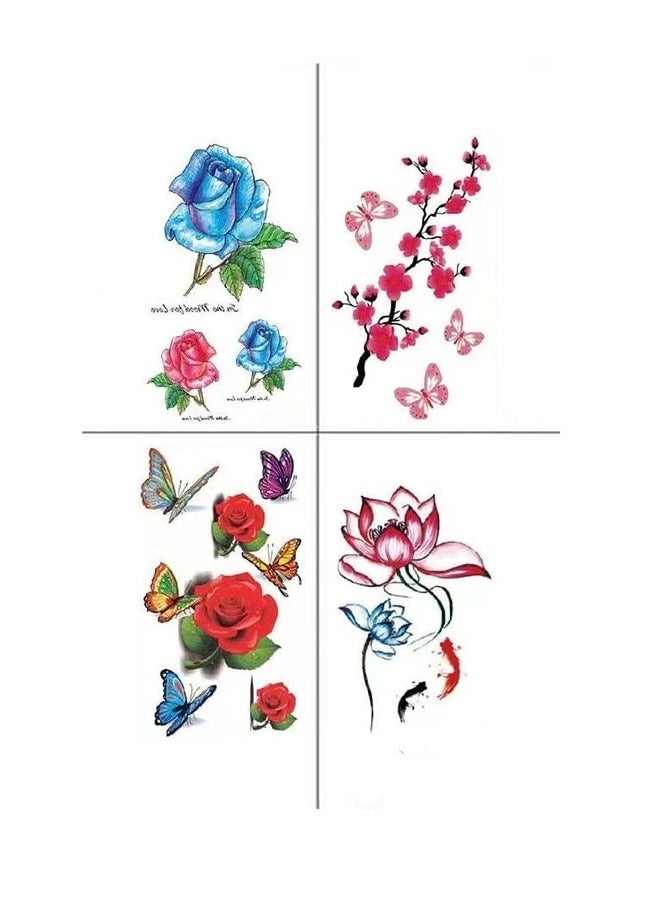 Four pieces of waterproof temporary tattoos with erfly design in various shapes and colors - Image 1